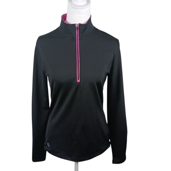 Lauren Ralph Lauren, Black W/ Pink Trim 1/4 Zip Pullover Size Medium, Activewear - Picture 3 of 15
